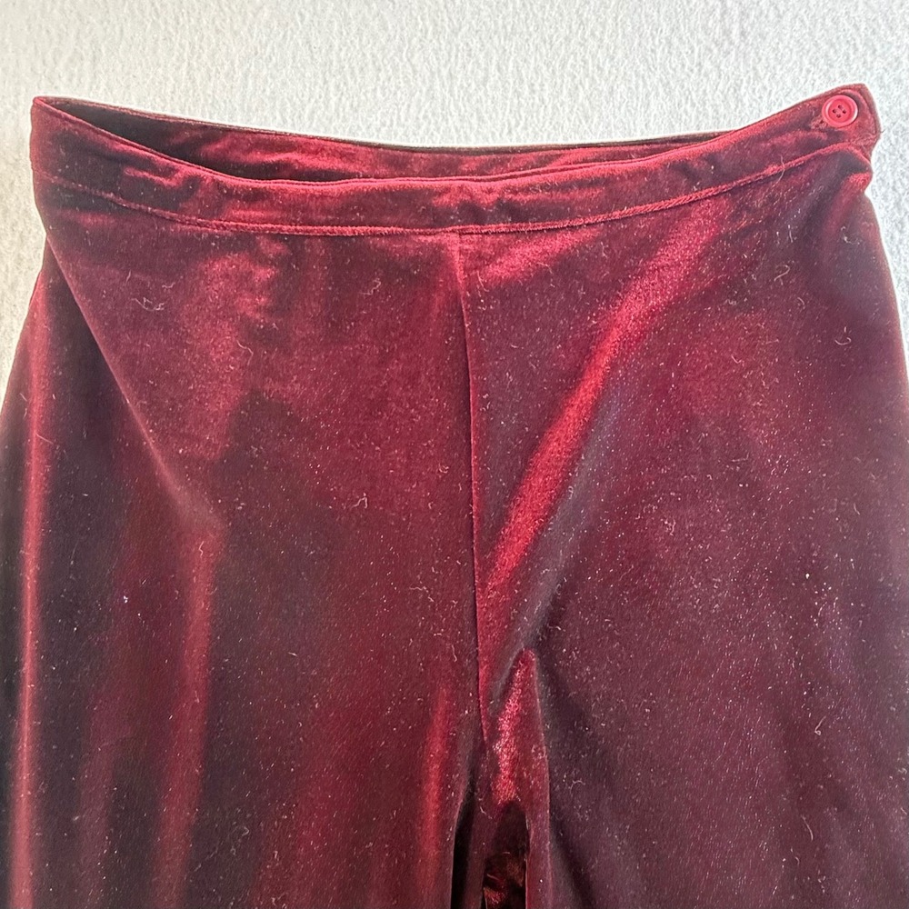 American Apparel Velvet Pants Womens M High Waisted Wide Leg Burgundy